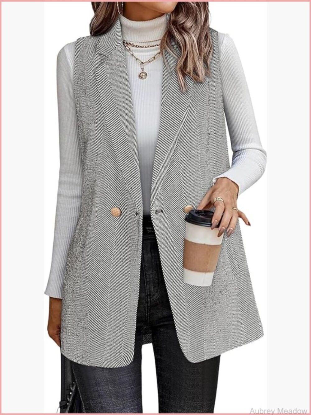 Women's Sleeveless Blazer Vest with Pockets